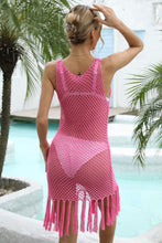 Fringe Hem Openwork Sleeveless Cover-Up Dress