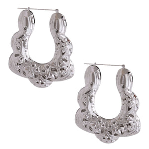 Trapezoid Silver Filigree Hoops