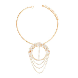 Necklace Gold Pave Draped Pendant Set for Women