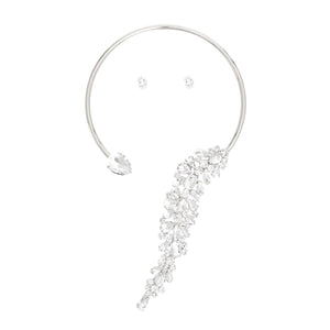 Necklace Silver Crystal Drop Choker for Women