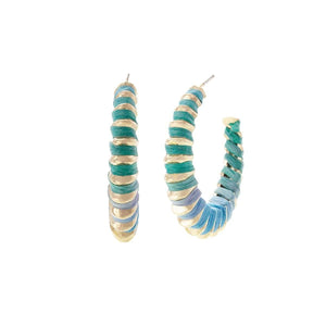 Mixed Blue Raffia Wrapped Hoops