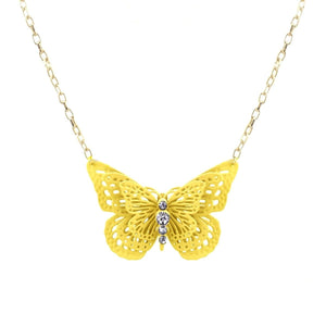 Yellow 3D Butterfly Pendant Necklace