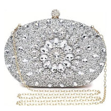 Clutch Silver Crystal Hard Case Bag for Women