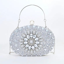 Clutch Silver Crystal Pearl Hard Case for Women