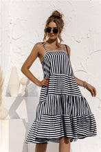 Trendsi Black / S Striped Tiered Sleeveless Dress