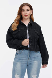 Trendsi Demin Tops/Jackets Cropped Black Denim Jacket