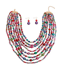 We Sell Fashion Necklaces Tribal Bohemian Multi Color Multi Pearl Necklace with Matching Earrings