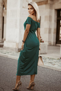 Slit Short Sleeve Wrap Dress