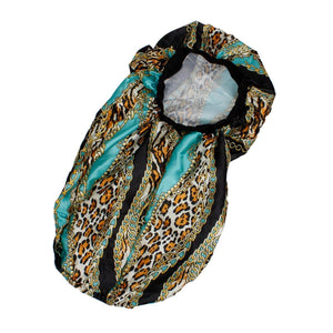 Aqua Leopard Print Unisex Braids Bonnet Cap 