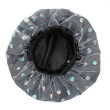 Black Satin Wide Edge Double Layer Women Bonnet 