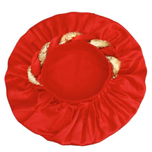 Bonnet Red Gold Satin Wide Edge Twist