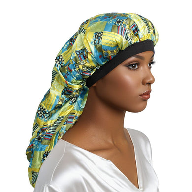 Braids Bonnet Cap Yellow African Tribal Print Unisex