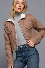 Button Closure Sherpa-lined Twill Jacket