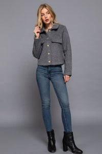 Long Slv Teddy Fleece Short Jacket