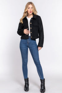 Long Slv Teddy Fleece Short Jacket