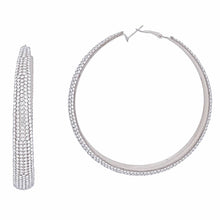 Graduated Silver Rhinestone Hoops 3.5 inch Earring