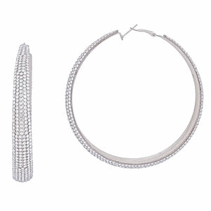 Graduated Silver Rhinestone Hoops 3.5 inch Earring