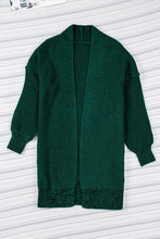 Green Heathered Open Front Longline Cardigan