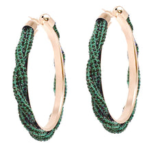 Green Stone Twisted Hoops