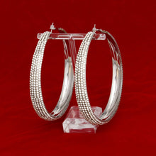 Hoops Graduated Silver Rhinestone Earring 3.5 inch 