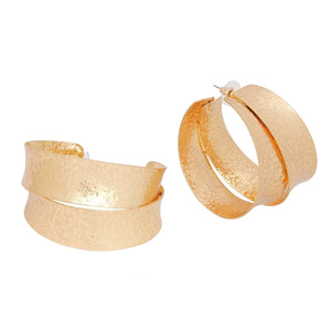 Large Matte Hoops and Polished Gold Wide Earrings