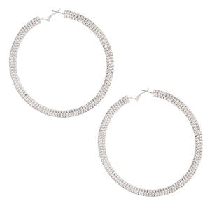 Pave Hoops Silver Stacked 