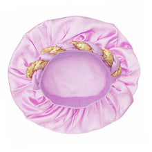 Purple Gold Satin Wide Edge Twist Women Bonnet 