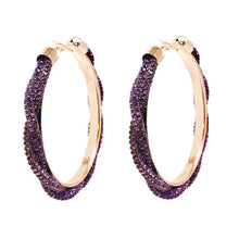 Purple Stone Twisted Hoops