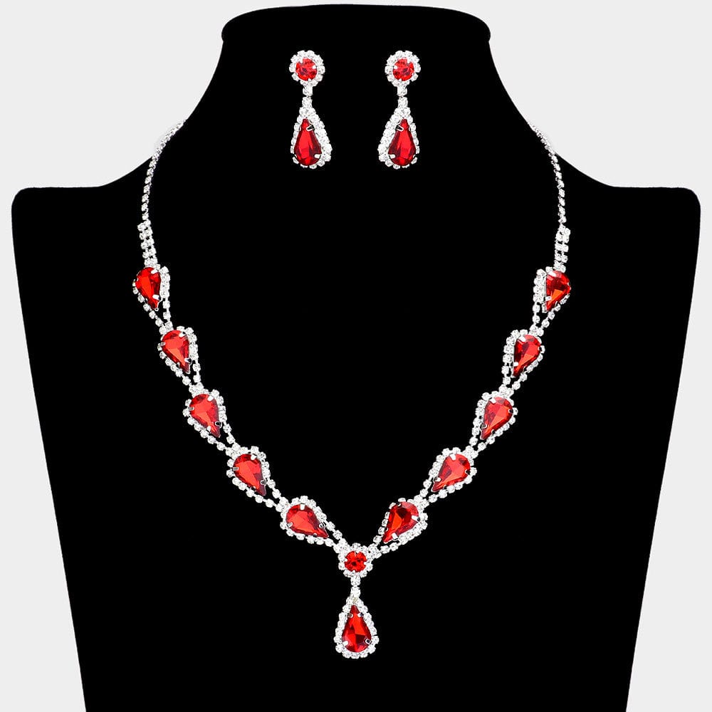 Enchanted Teardrop Red Rhinestone Necklace