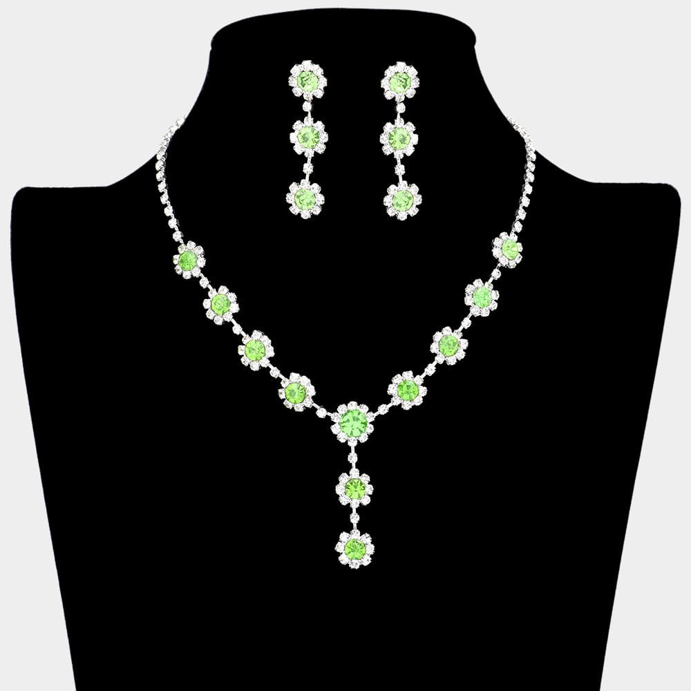 Emerald Green Blossom Bubble Stone Y Necklace