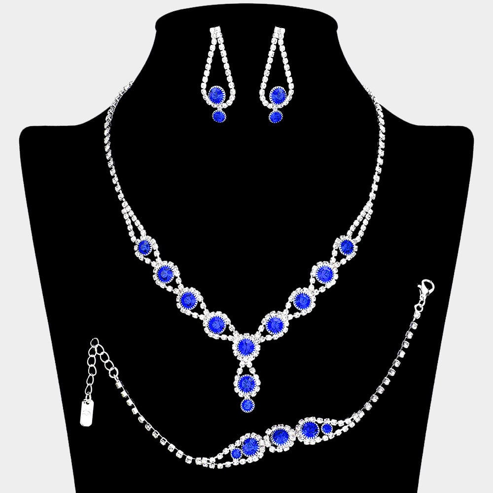 Ocean Wave Rhinestone Bubble Jewelry Set