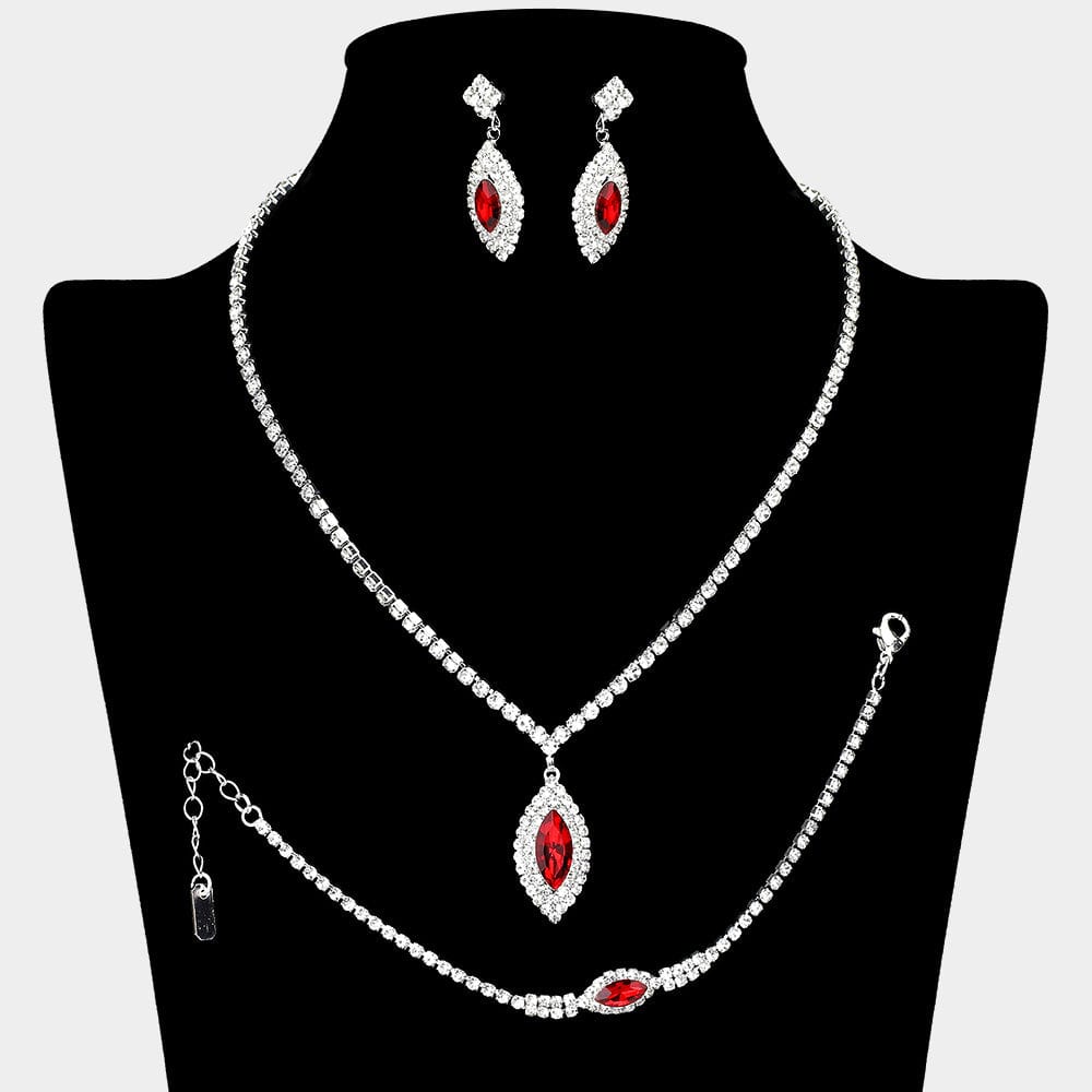 Scarlet Majesty Marquise Pendant Jewelry Set