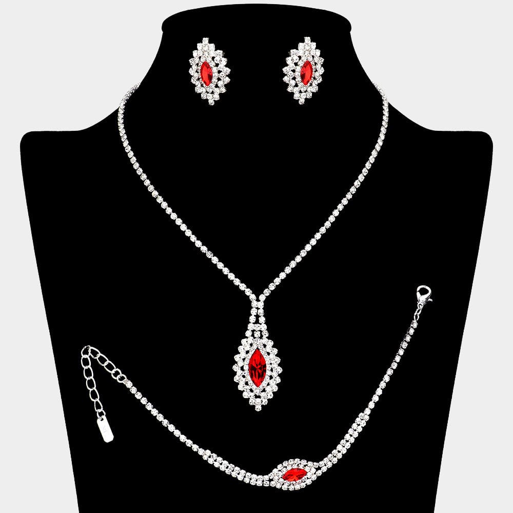 Crimson Elegance Marquise Stone Jewelry Set