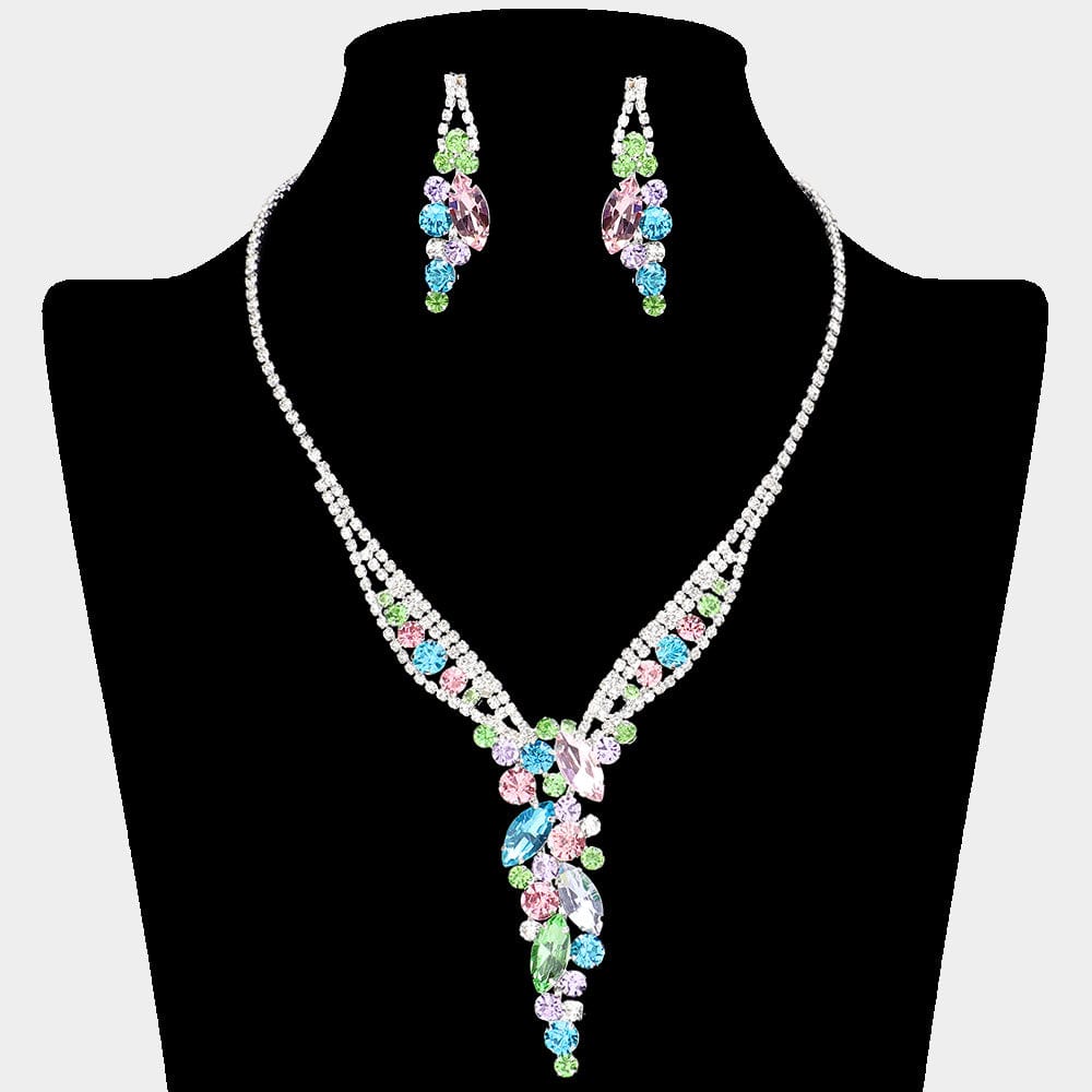 Prism Blossom Marquise Stone Cluster Necklace