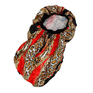 Red Leopard Print Unisex Braids Bonnet Cap