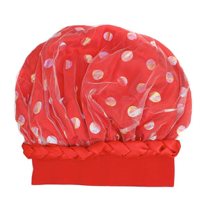 Red Satin Wide Edge Double Layer Women Bonnet 