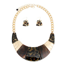 Necklace Marbled Leopard Bib and Chain for Women