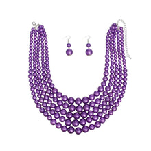 Pearl Necklace Purple 5 Strand Set for Women