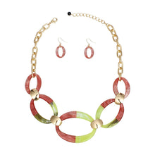 Link Necklaces Marbled Pink and Green Set Women