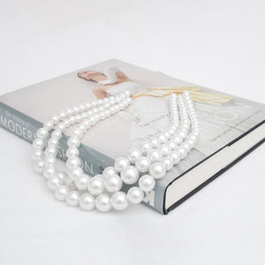 Pearl Necklace White Gold 3 Strand Set for Women