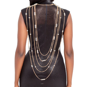 Cream Pearl and Back Drape Necklace