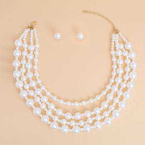 Pearl Necklace Cream Chunky 4 Strand Set for Women