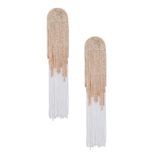 Tassel White Long Fringe Glam Earrings for Women