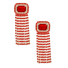 Fringe Red Radiant Cut Crystal Earrings Women