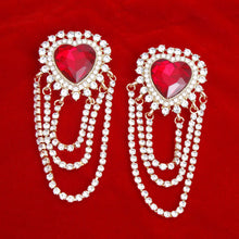 Dangle Red Crystal Heart Cascade Earrings