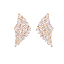 Stud Gold Baguette Crystal Wing Earrings Women