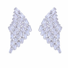 Stud Silver Baguette Crystal Wing Earrings Women