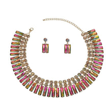 Collar Pink Green Hollywood Glamor Crystal Set