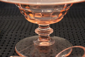 Pink Depression Glass Mayo Set - Optic Pattern with Rose Etch Rim - Bowl with Matching Pink Ladle