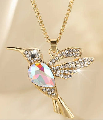 Mesmerizing Rhinestone Hummingbird Necklace - A Graceful Touch of Sparkle